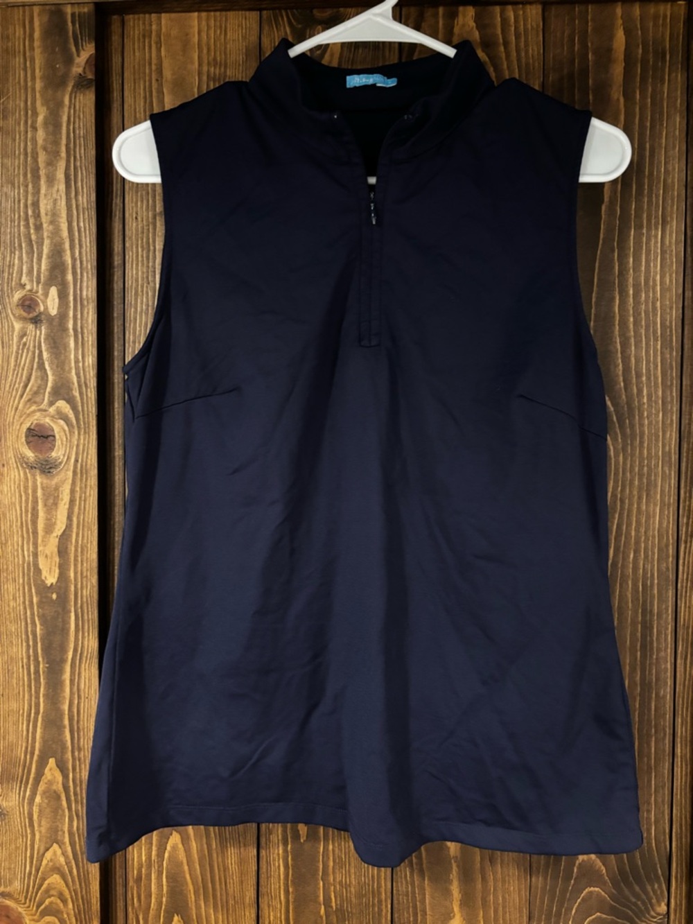 J. McLaughlin Quarter Zip Mock Neck Sleeveless Tech Fabric Shirt Large